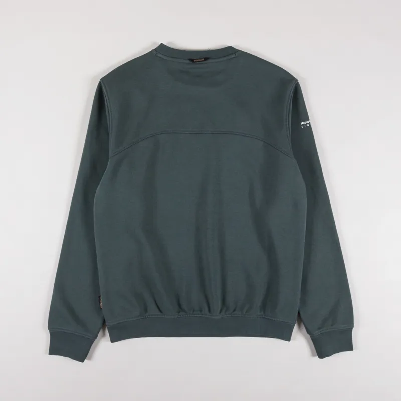 Napapijri Mens Badge Logo Crewneck Sweatshirt Green Urban