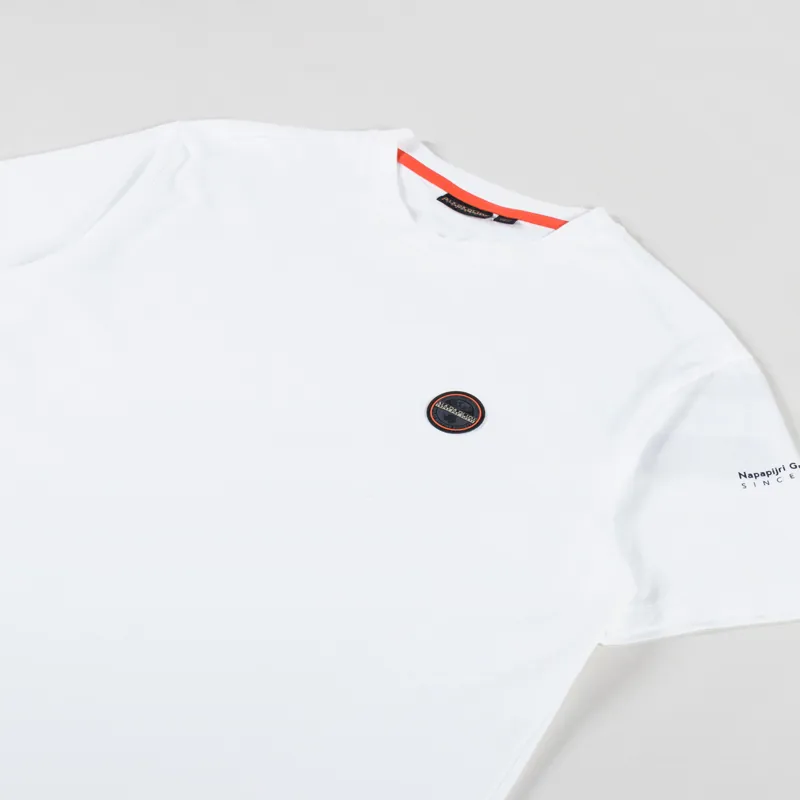 Napapijri Mens Badge Logo T Shirt Tee Bright White