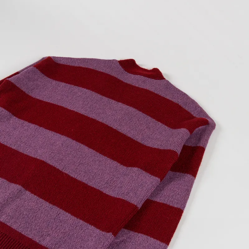 No Problemo Striped Mohair Oversized Cardigan Burgundy-3