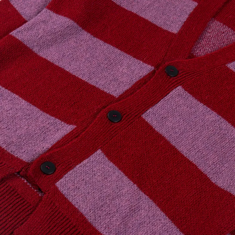 No Problemo Striped Mohair Oversized Cardigan Burgundy-4