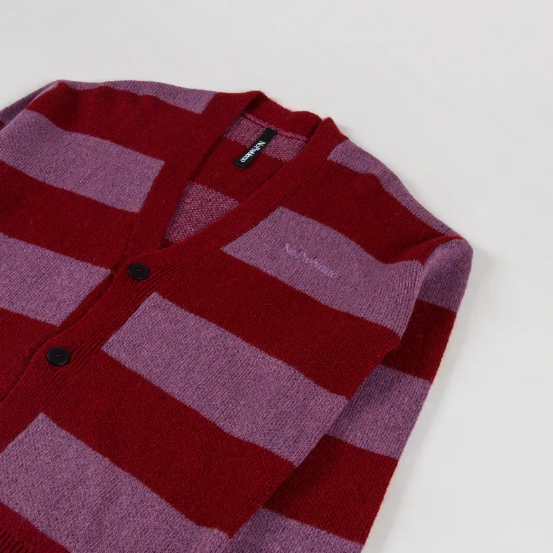 No Problemo Striped Mohair Oversized Cardigan Burgundy-2