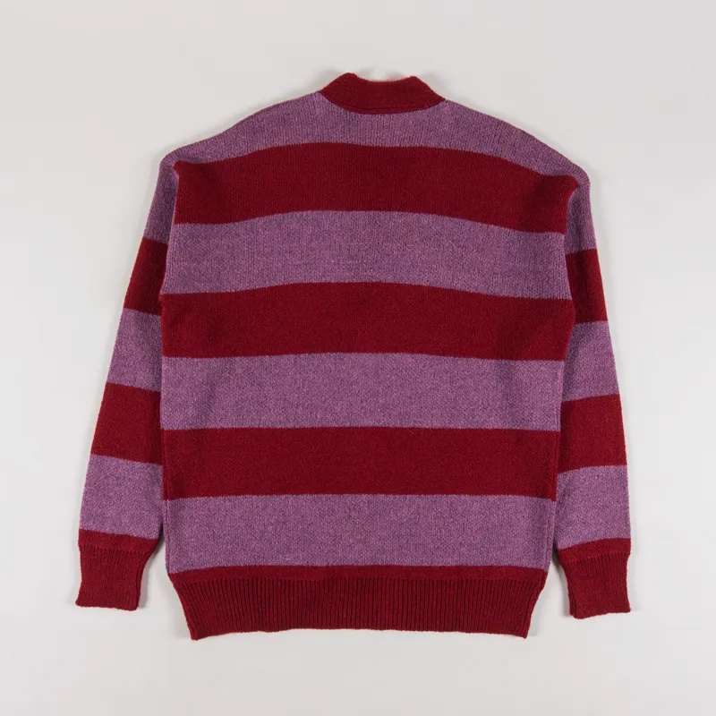 No Problemo Striped Mohair Oversized Cardigan Burgundy-1