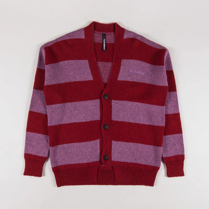 No Problemo Striped Mohair Oversized Cardigan Burgundy
