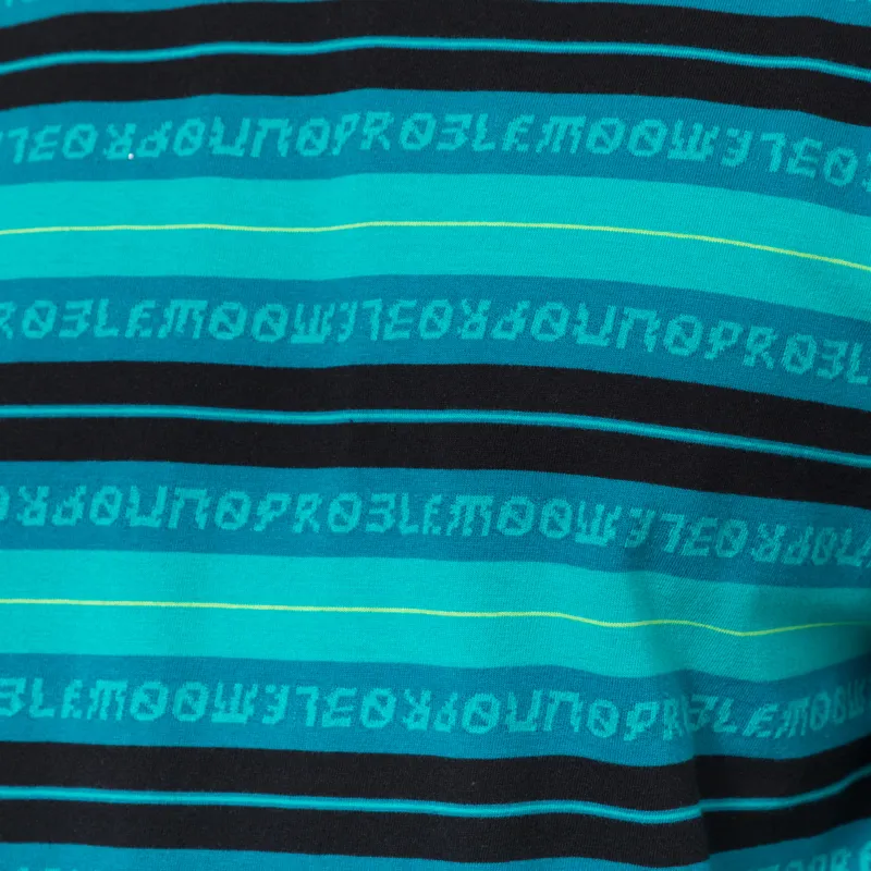 No Problemo Jacquard Stripe Long Sleeve T Shirt Aqua-4