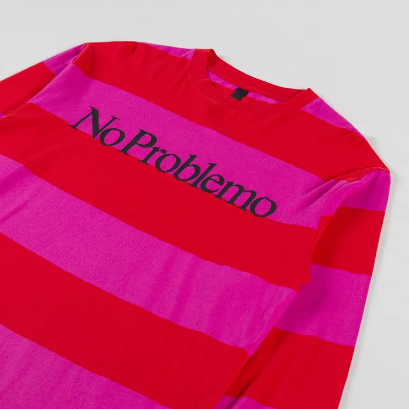 No Problemo Striped Long Sleeve T Shirt Red-2