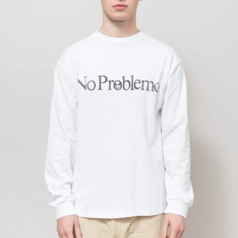 No Problemo Smile Away Long Sleeve T Shirt White-1