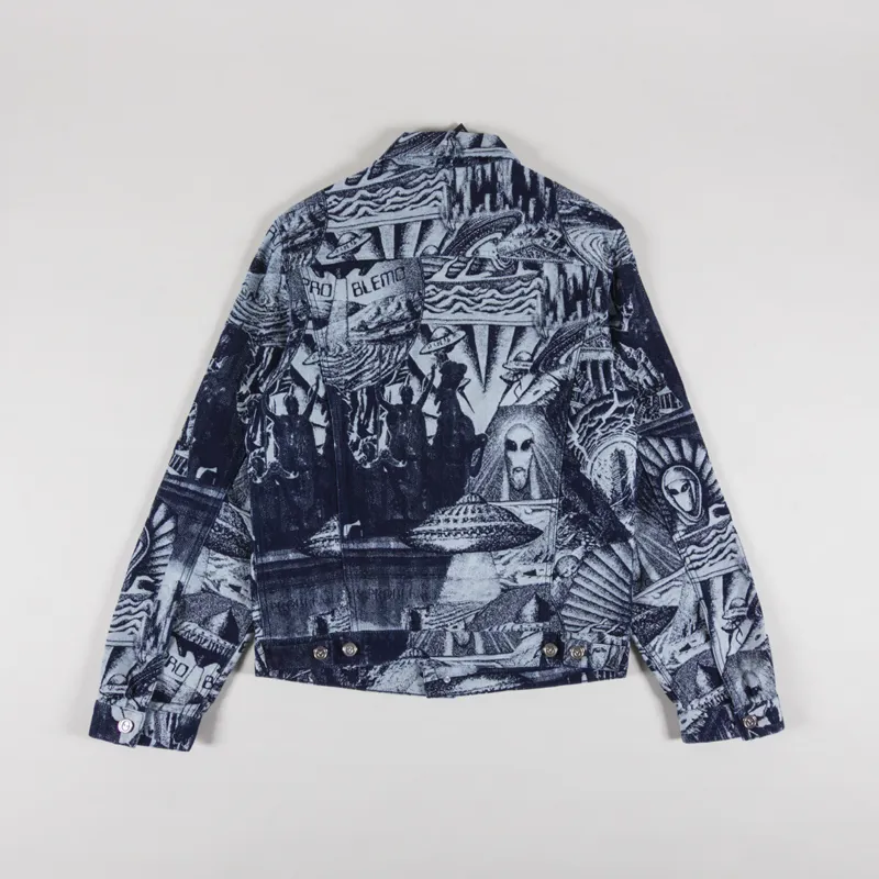 No Problemo Apocalypse Jacquard Trucker Jacket Blue-1