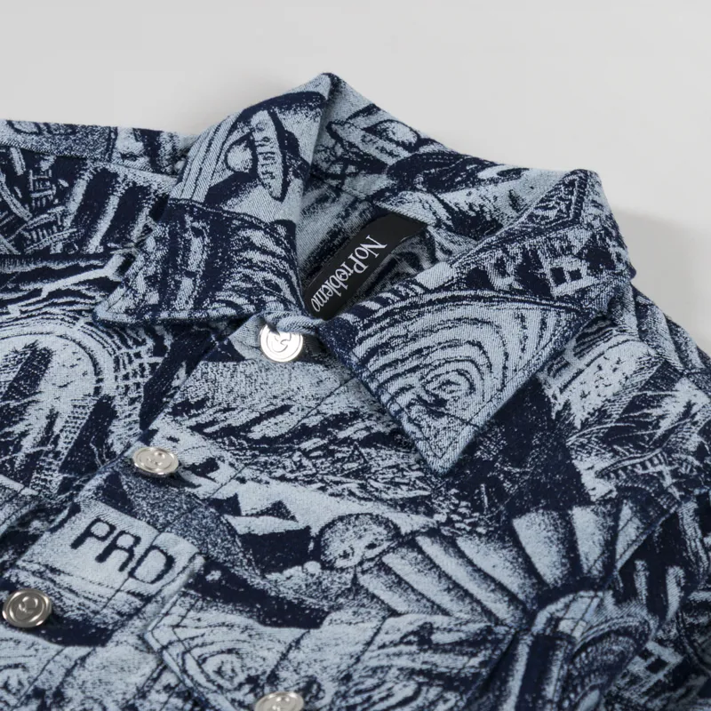 No Problemo Apocalypse Jacquard Trucker Jacket Blue-4