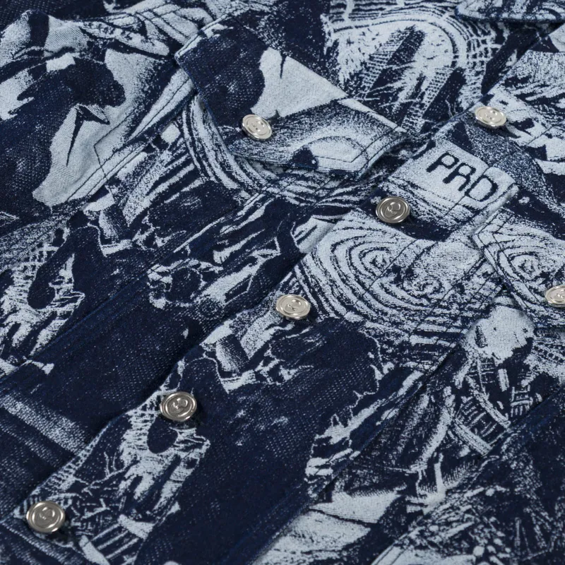 No Problemo Apocalypse Jacquard Trucker Jacket Blue-6