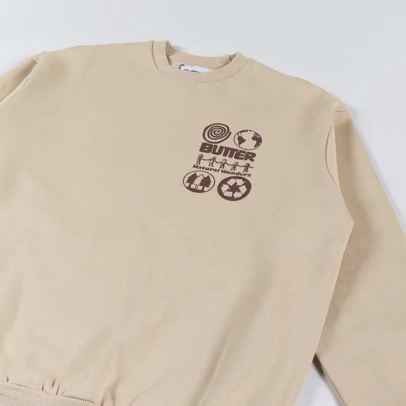 Butter Goods Natural Wonders Crew Sweatshirt Tan-3