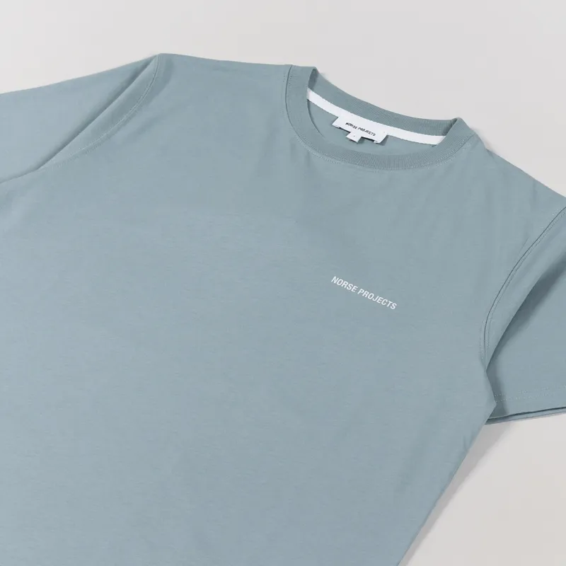 Norse Projects Niels Standard Logo T Shirt Mineral Blue-2