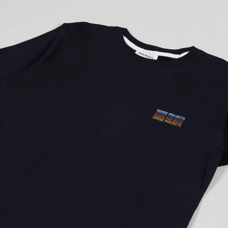 Norse Projects Niels Logo Stack T Shirt Dark Navy-2