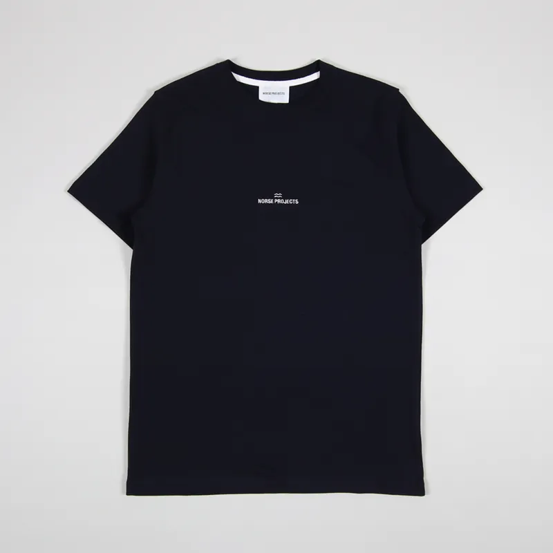 Norse Projects Niels NP Wave Logo T Shirt Dark Navy