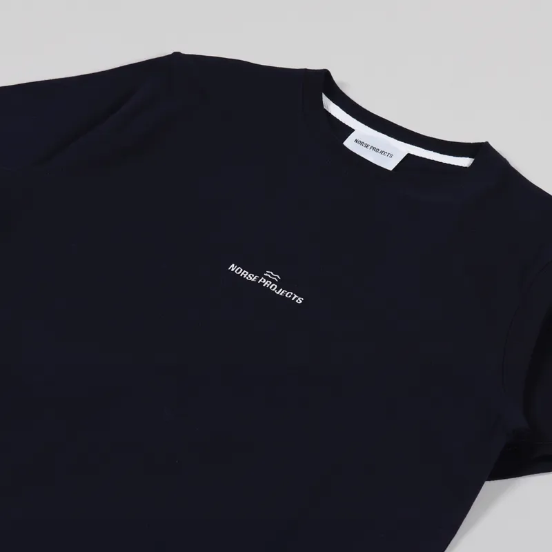 Norse Projects Niels NP Wave Logo T Shirt Dark Navy-1