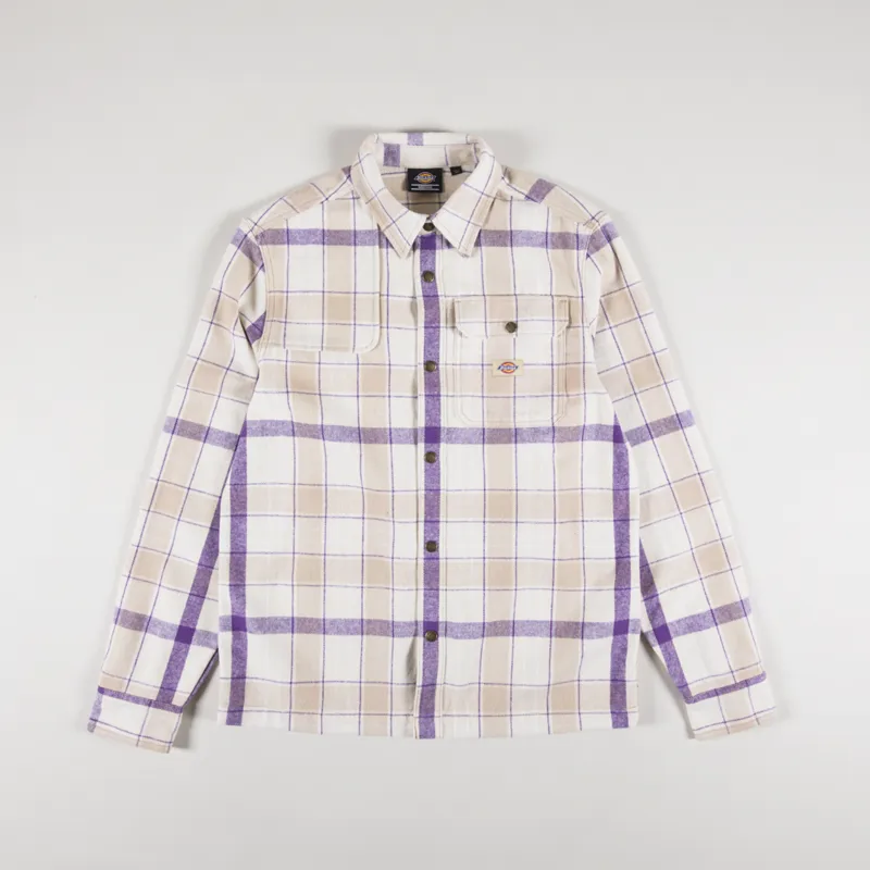 Dickies Nimmons Long Sleeve Shirt Check Light Blue