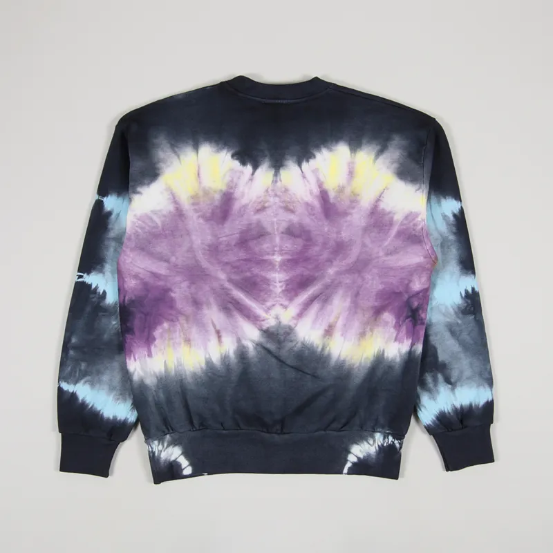 Aries Mens No Problemo Tie Dye Headlights Sweatshirt Multi Blue