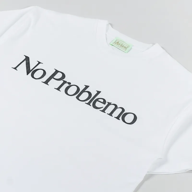 Aries Arise Mens Short Sleeve No Problemo T Shirt White