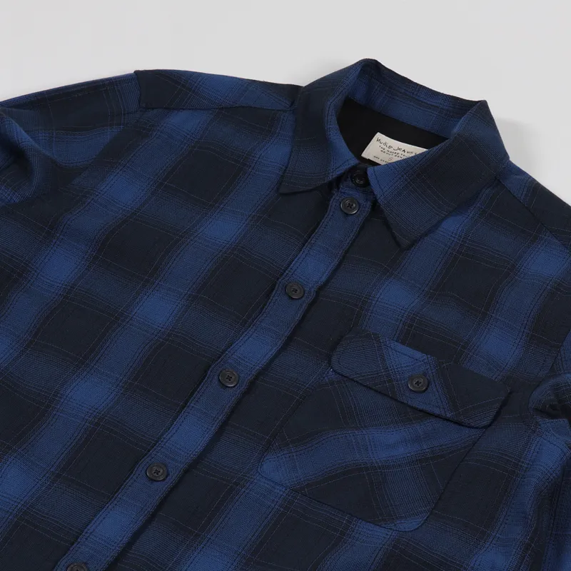 Nudie Jeans Sten Shirt Shadow Check Navy-1