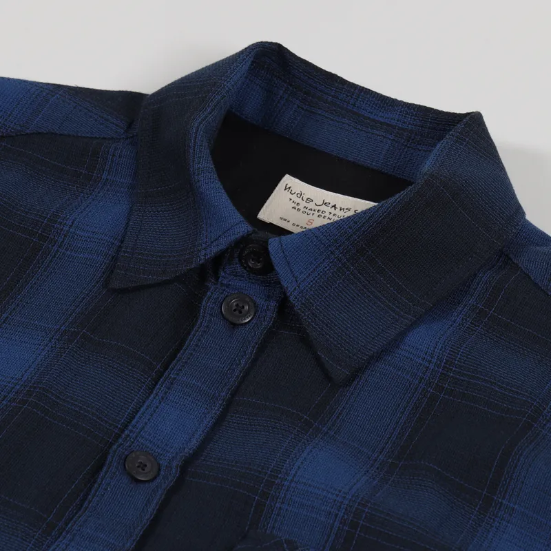 Nudie Jeans Sten Shirt Shadow Check Navy-2