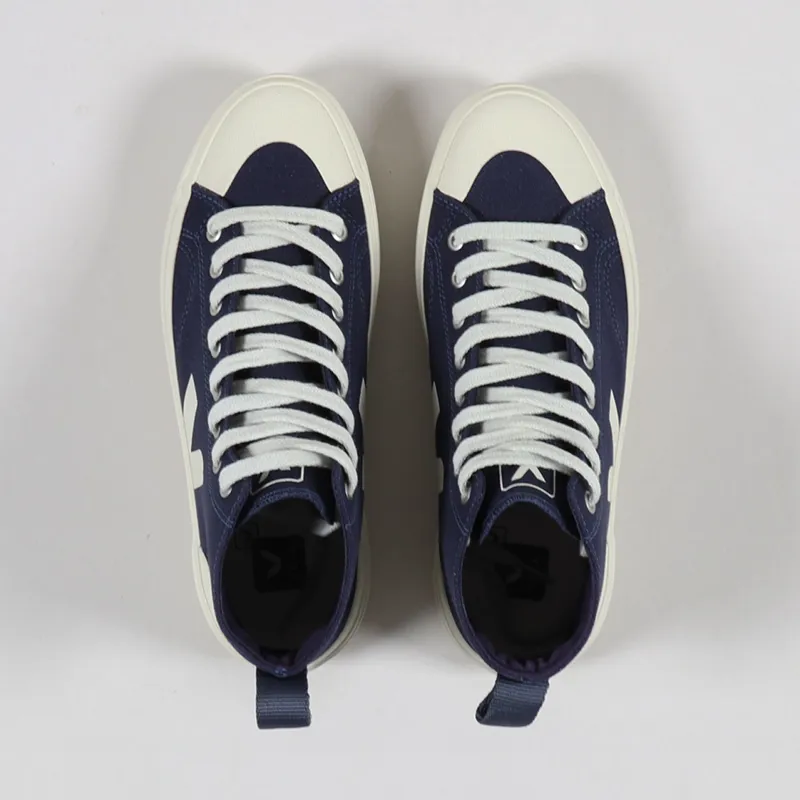 Veja Womens Nova High Top Canvas Shoes Marine Pierre-6
