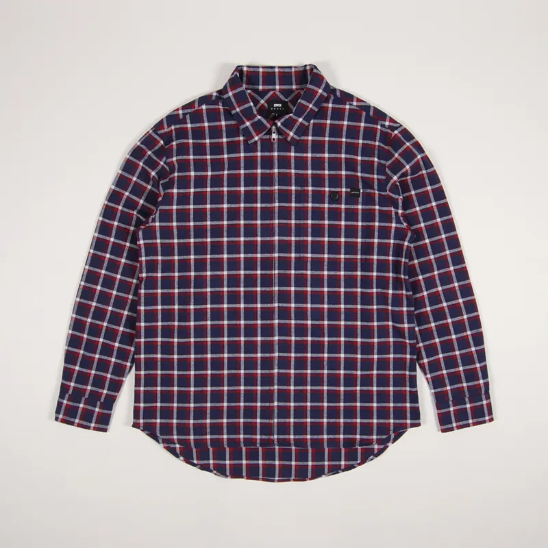 Edwin Wilson Zip Through Shirt Navy Aurora Red