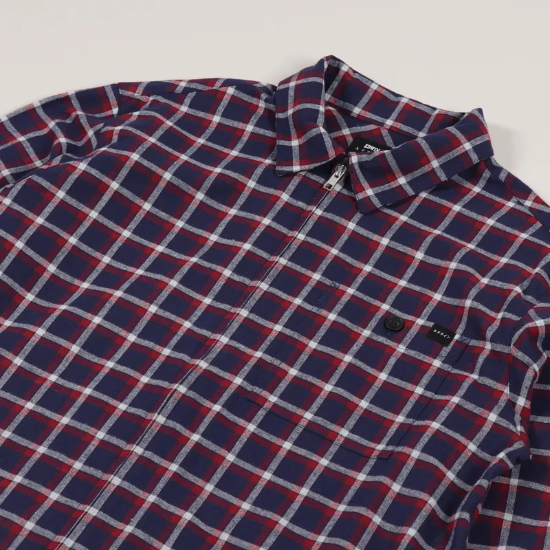 Edwin Wilson Zip Through Shirt Navy Aurora Red-2