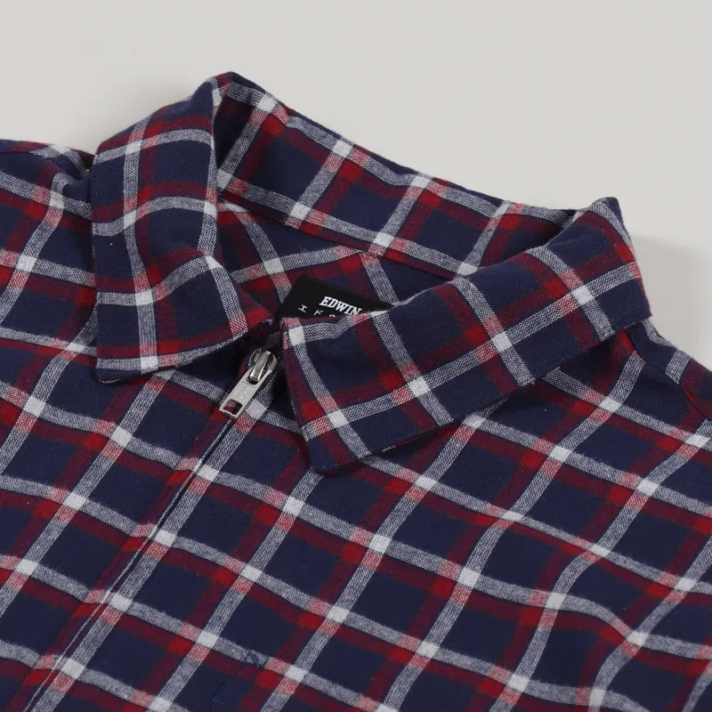 Edwin Wilson Zip Through Shirt Navy Aurora Red-6