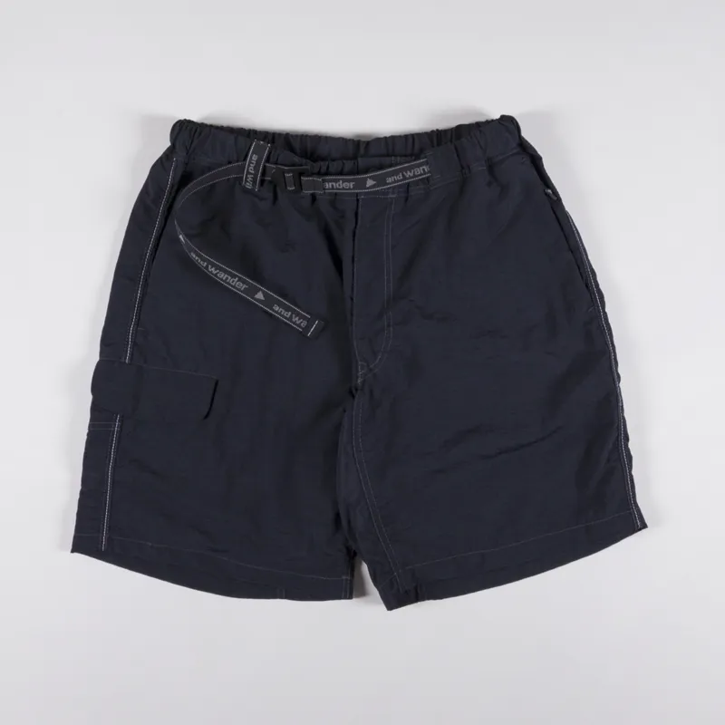 And Wander Nylon Taffeta Hiker Shorts Black