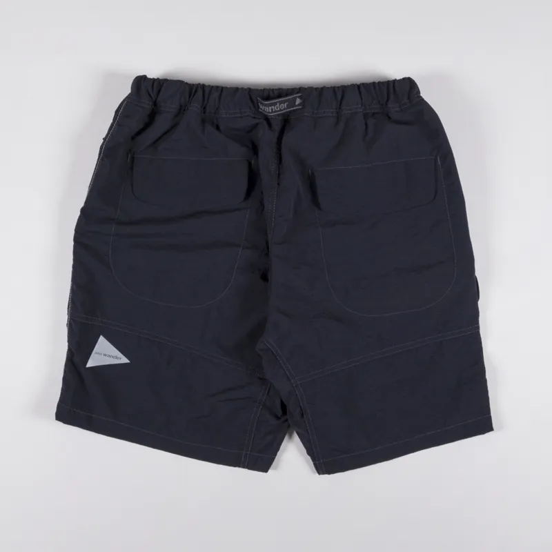 And Wander Nylon Taffeta Hiker Shorts Black-1