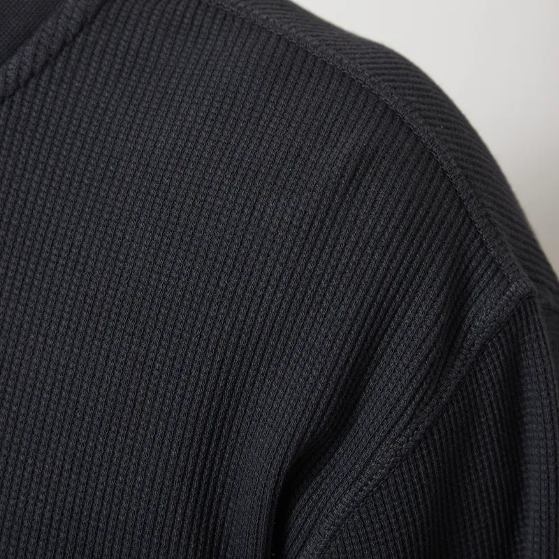 Organic Basics Waffle Henley Long Sleeve Black-5