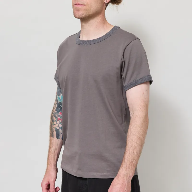 Organic Basics True Heavy Ringer T Shirt Pavement-1