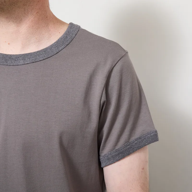 Organic Basics True Heavy Ringer T Shirt Pavement-4