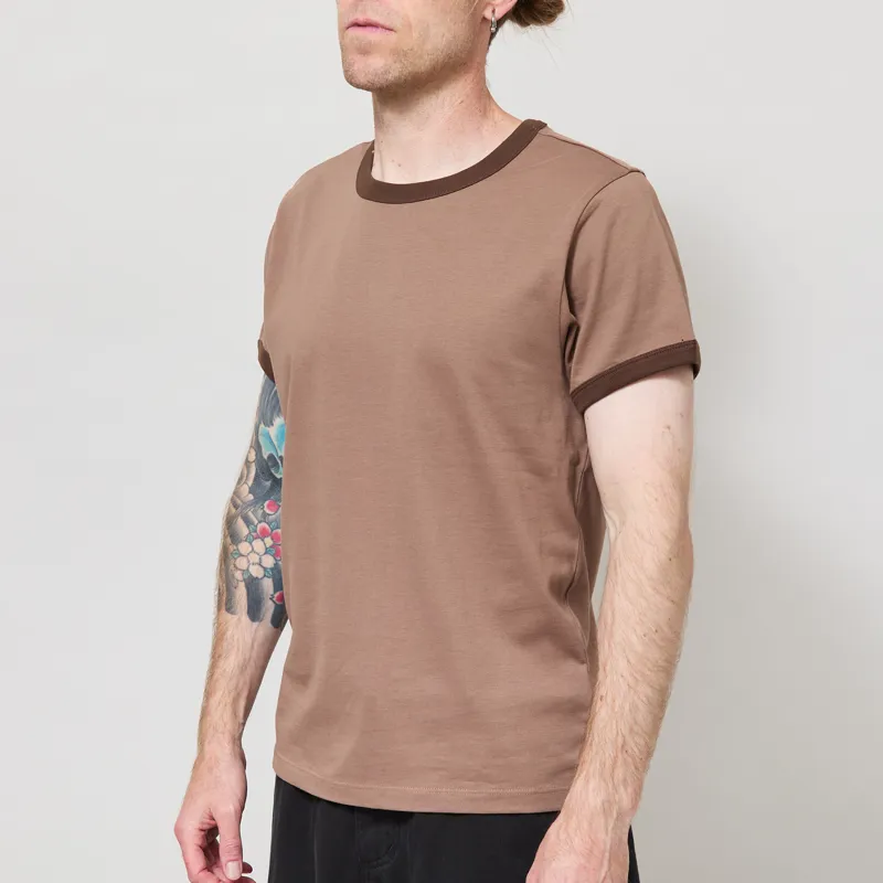 Organic Basics True Heavy Ringer T Shirt Shadow-2