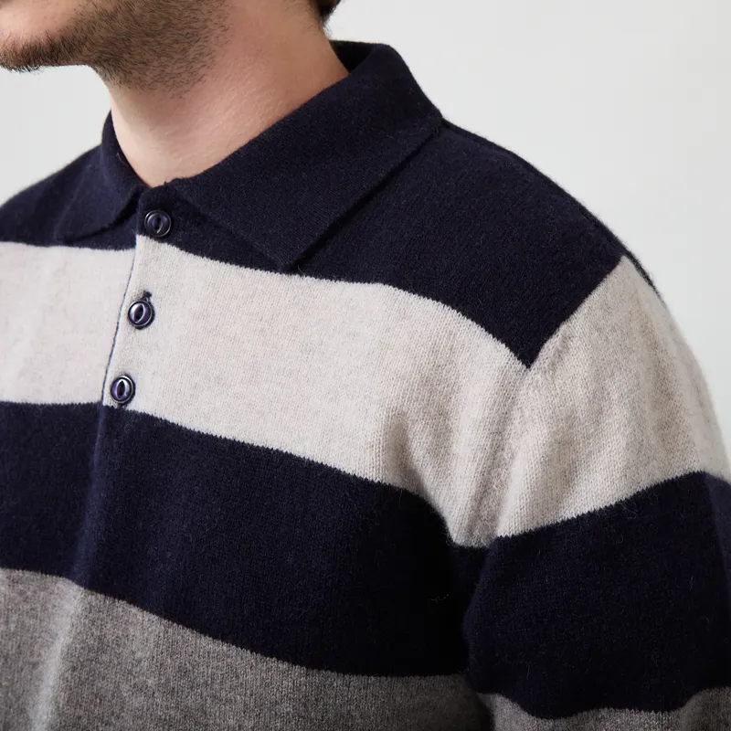 Pittari Knitted Offa Polo Sweater Navy Combo-5