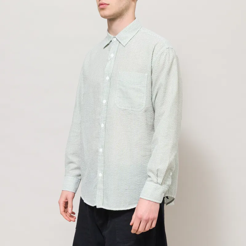 Frizmworks OG Stripe Seersucker Shirt Green-1