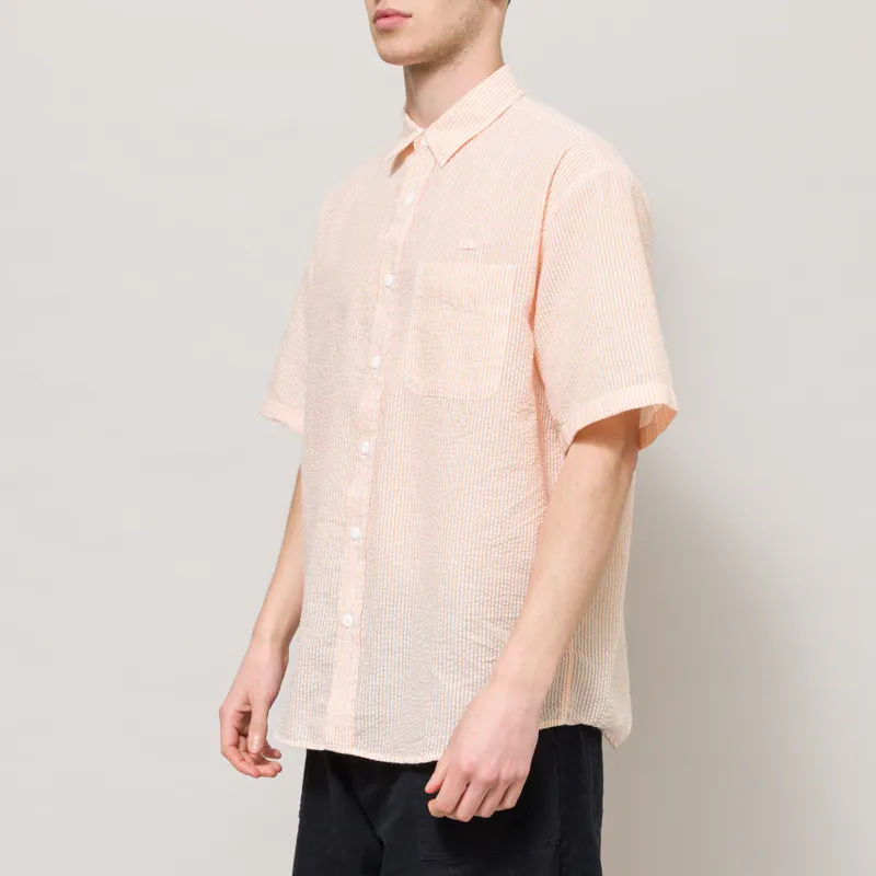Frizmworks OG Stripe Seersucker Half Shirt Orange-1