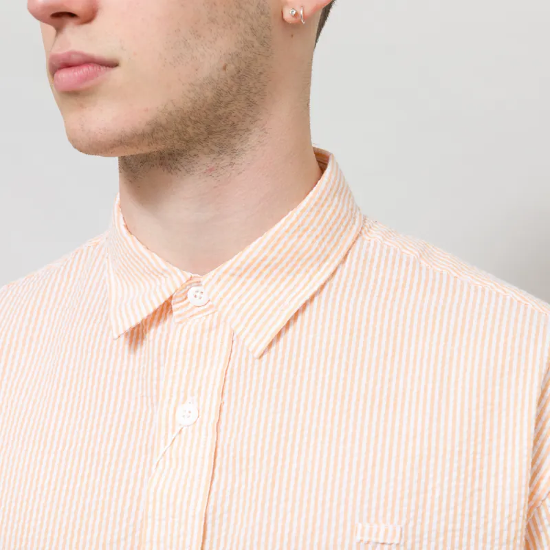 Frizmworks OG Stripe Seersucker Half Shirt Orange-3