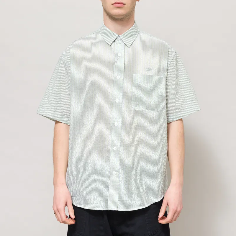 Frizmworks OG Stripe Seersucker Half Shirt Green