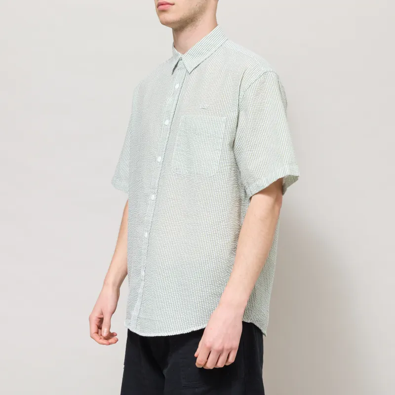 Frizmworks OG Stripe Seersucker Half Shirt Green-1