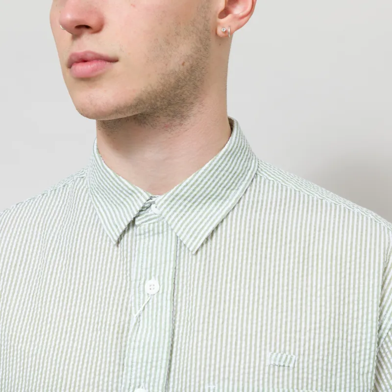 Frizmworks OG Stripe Seersucker Half Shirt Green-3