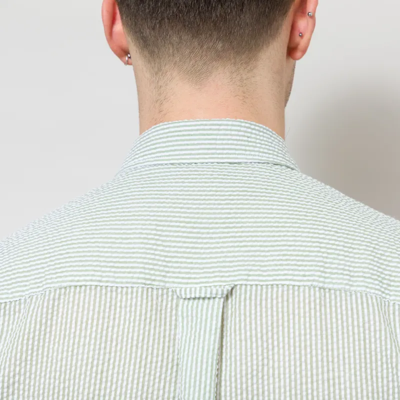 Frizmworks OG Stripe Seersucker Half Shirt Green-4