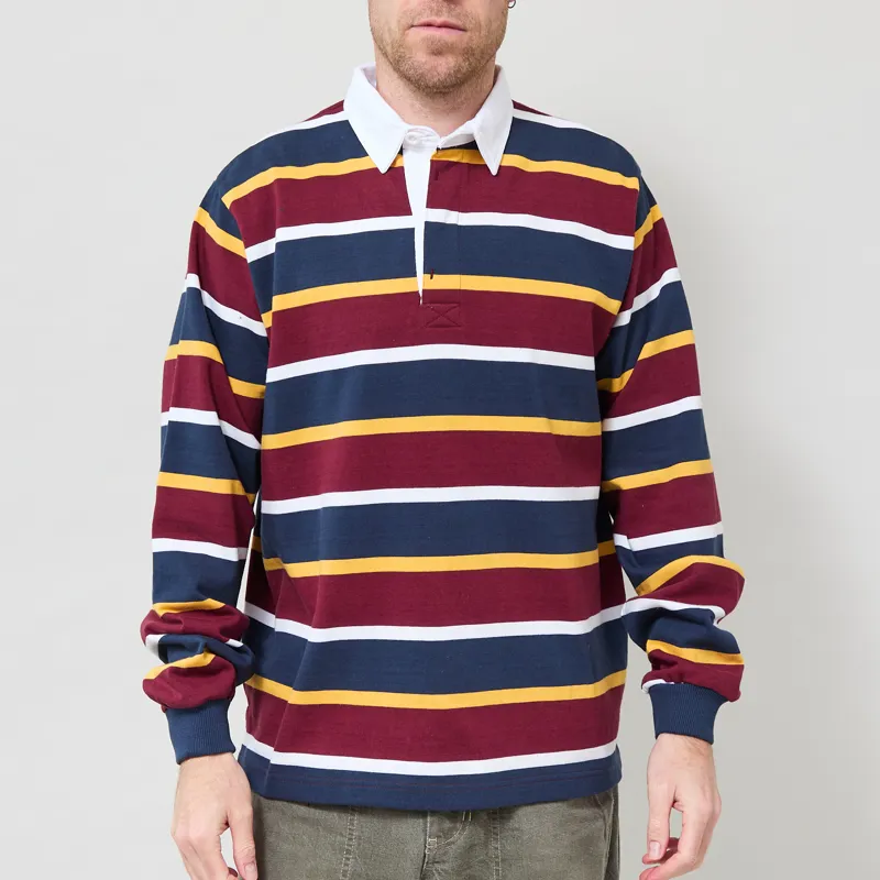 Opensider Classic Rugby Shirt Burgundy Multi Stripe