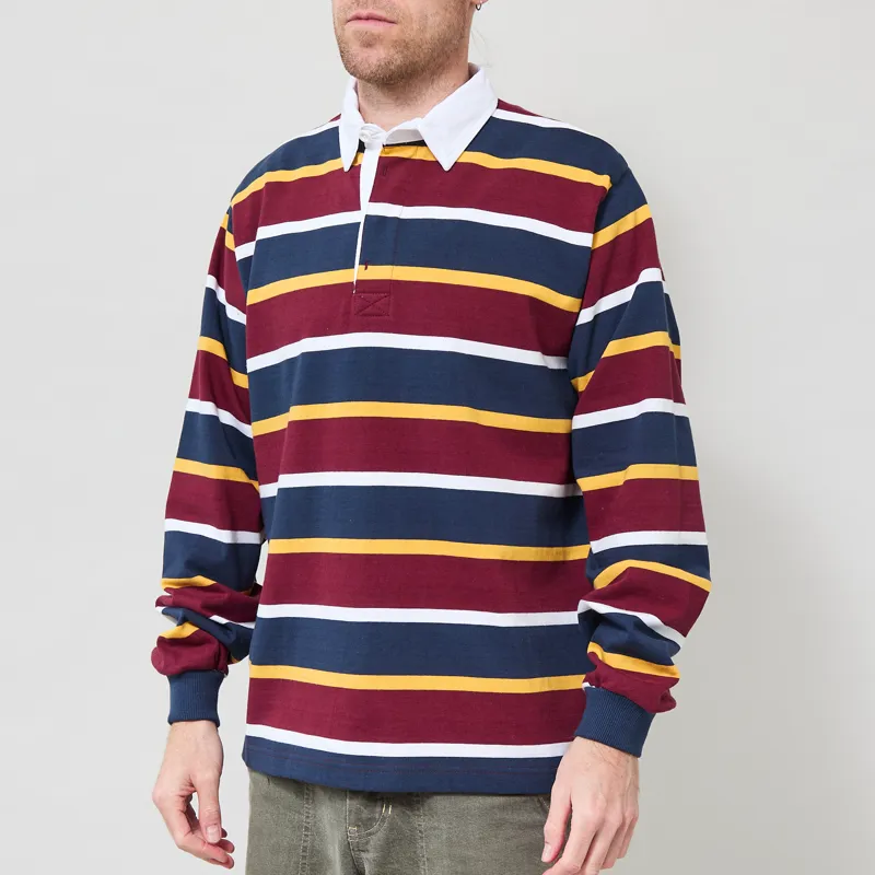 Opensider Classic Rugby Shirt Burgundy Multi Stripe-1