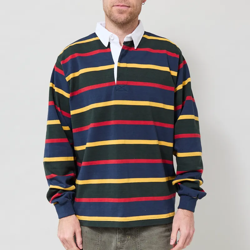 Opensider Classic Rugby Shirt Forest Multi Stripe