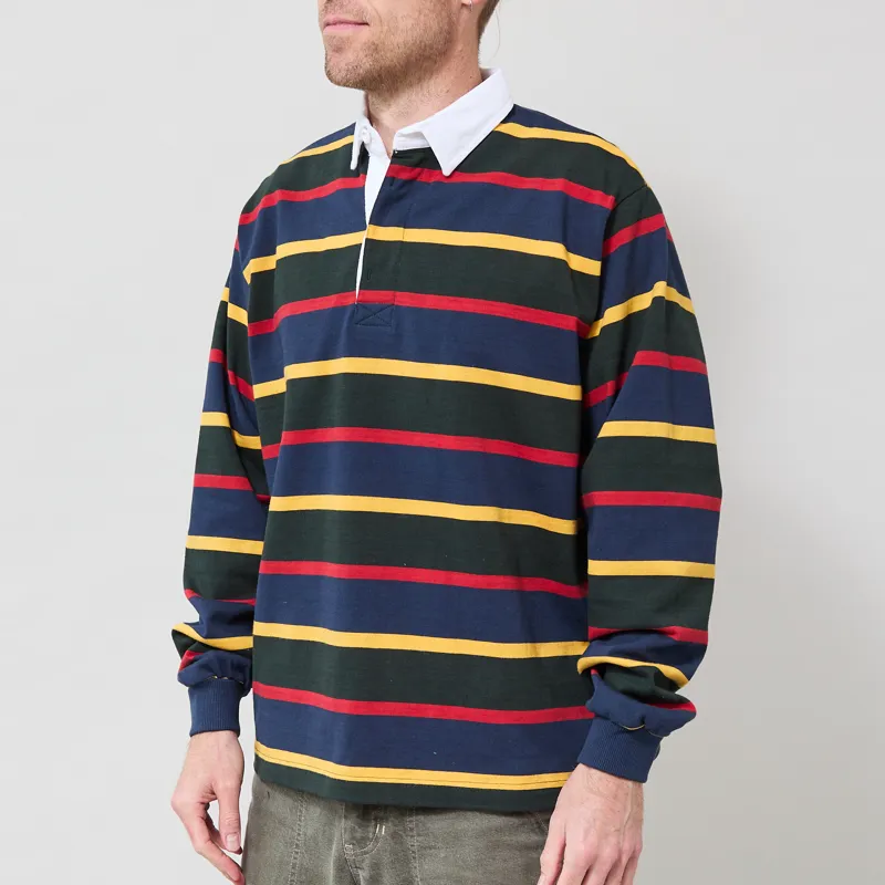 Opensider Classic Rugby Shirt Forest Multi Stripe-1