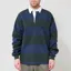 Opensider Classic Rugby Shirt Blue Green Wide Stripe