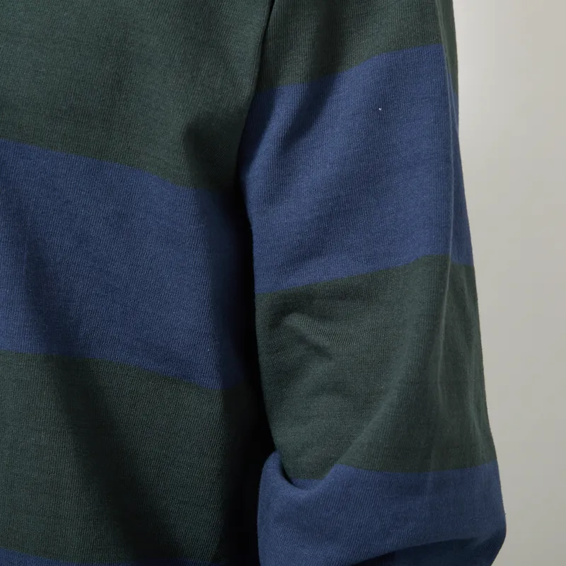 Opensider Classic Rugby Shirt Blue Green Wide Stripe-5