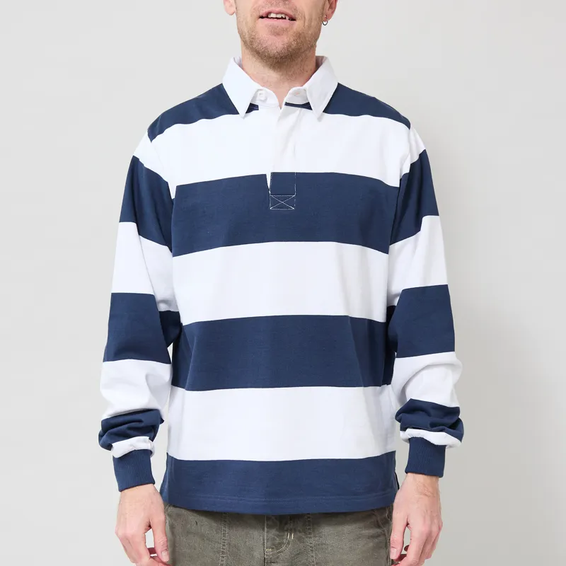 Opensider Classic Rugby Shirt Blue Wide Stripe
