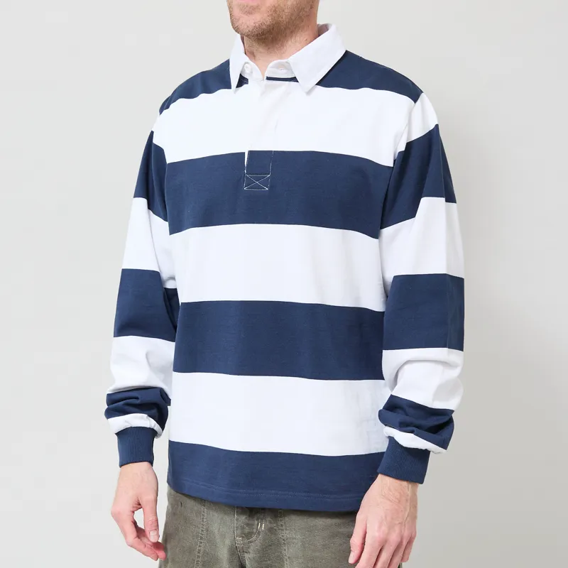 Opensider Classic Rugby Shirt Blue Wide Stripe-1