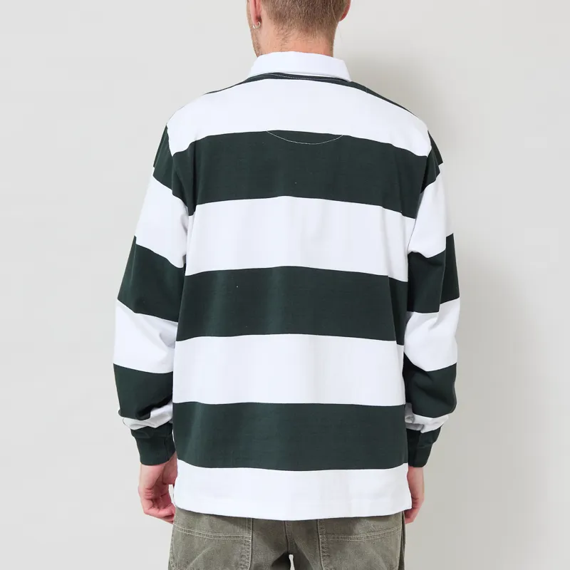 Opensider Classic Rugby Shirt Green Wide Stripe-2
